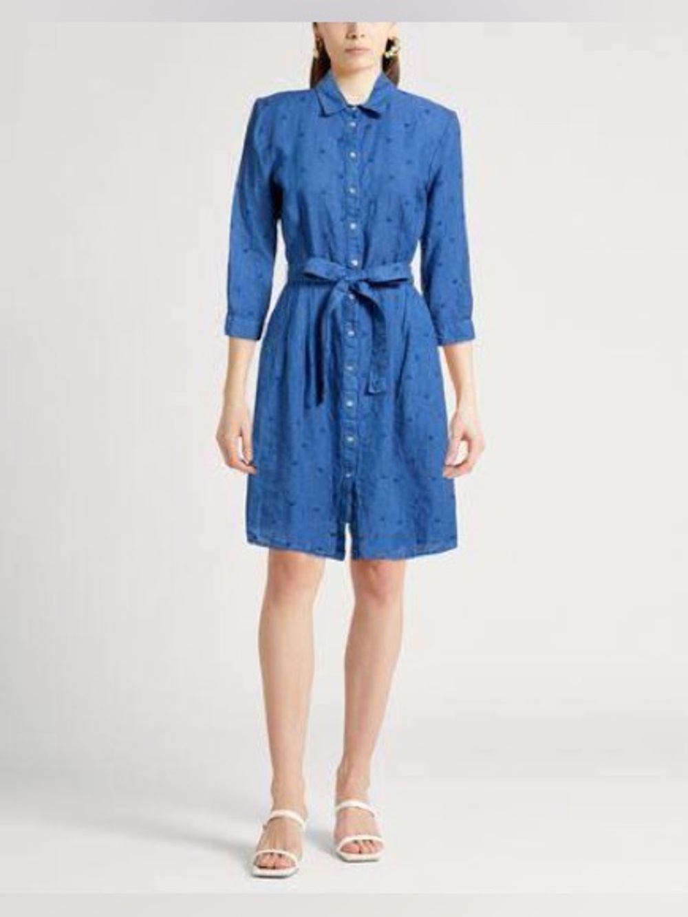 Talbots Cotton Polka Dot Belted Shirt Dress
